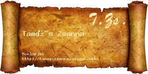 Tamás Zsanna névjegykártya